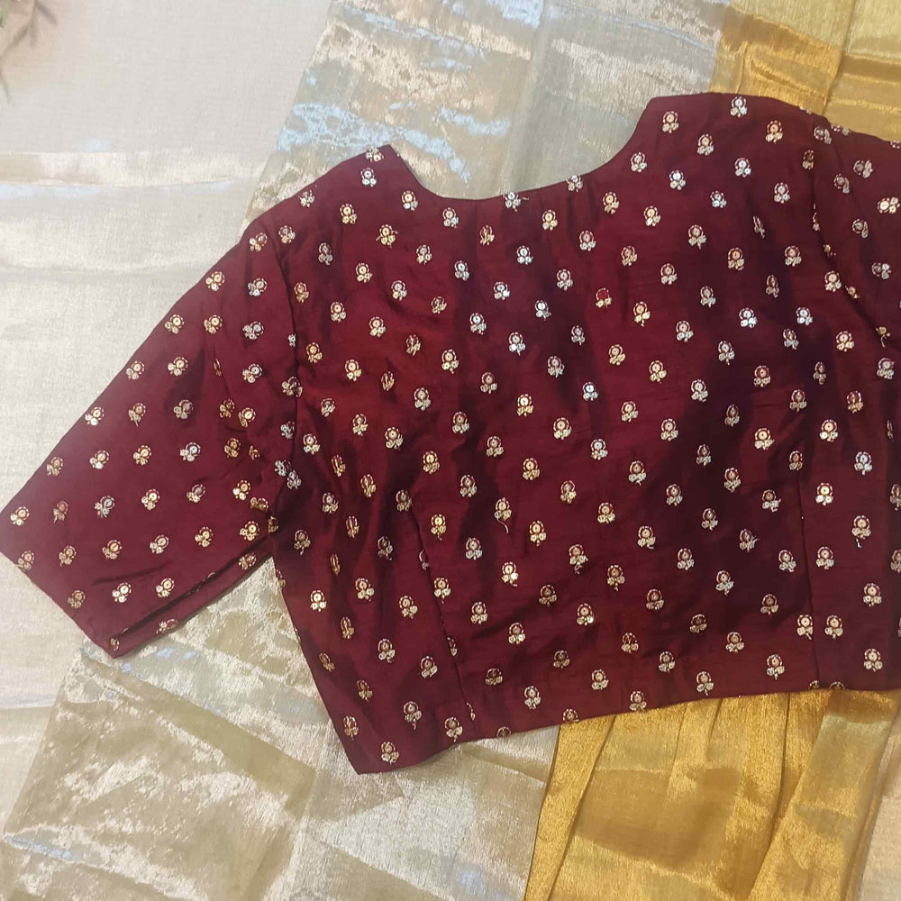 Maroon Zari Work Silk Readymade Blouse | Godhuli