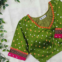 Mehandi Green Bandhani Readymade Blouse | Godhuli