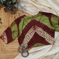 Mehandi Maroon Shibori Readymade Blouse | Godhuli