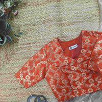 Orange Banarasi Brocade Readymade Blouse | Godhuli