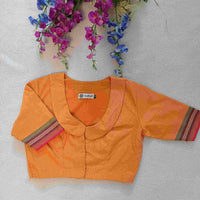 Orange Broad Peter Pan Collar Readymade Blouse | Godhuli