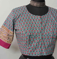 Buy Pastel Powder Blue Floral Print Blouse | Godhuli
