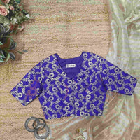 Purple Banarasi Brocade Readymade Blouse | Godhuli