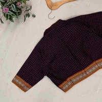 Purple Magenta Two Tone Checkered Readymade Blouse | Godhuli