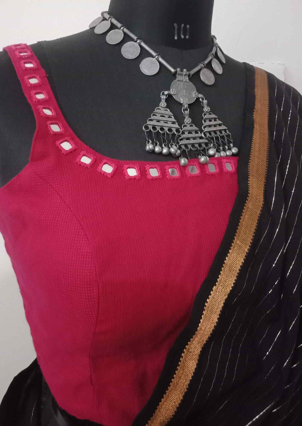 Rani Sleeveless Readymade Blouse with Mirror Work | Godhuli