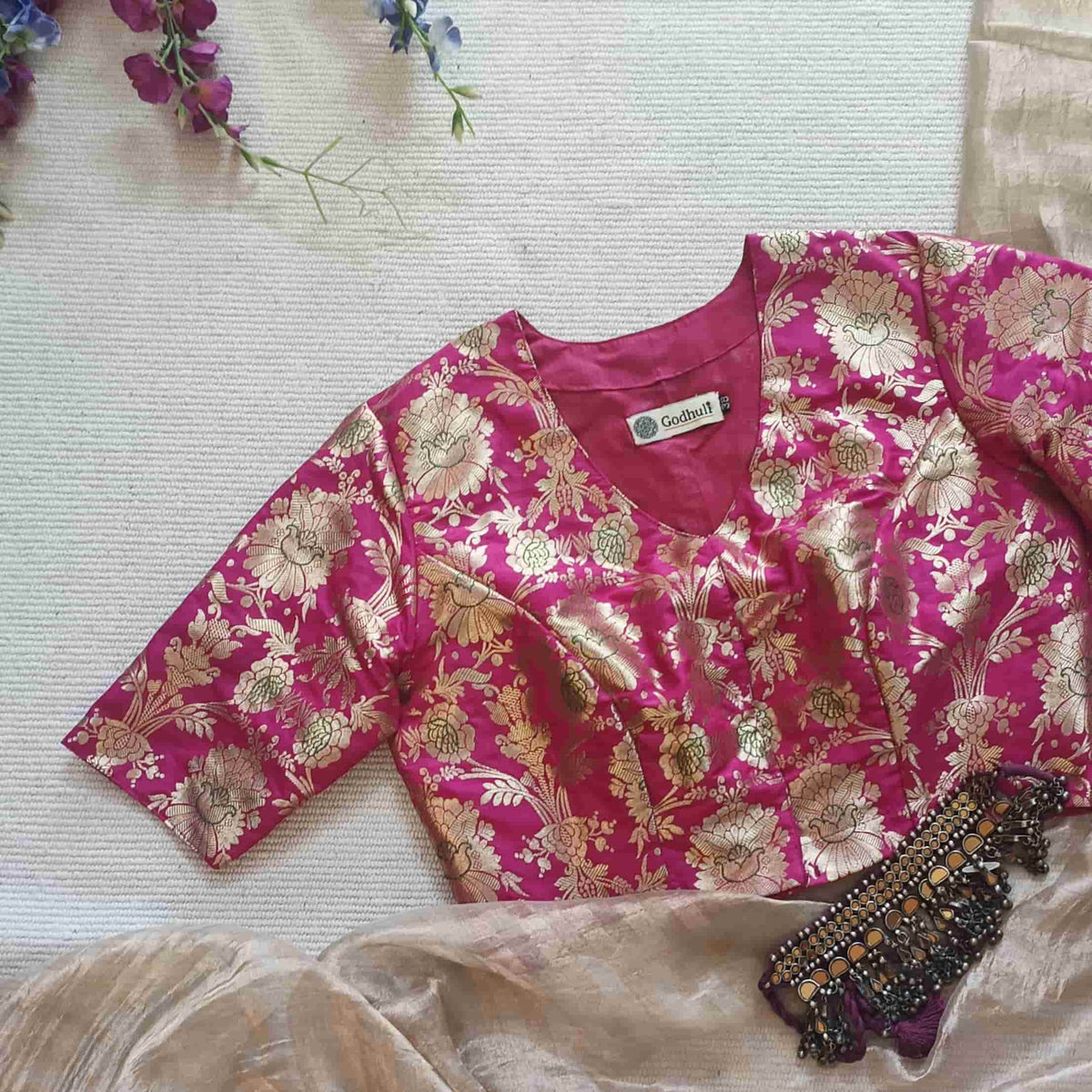 Rani Banarasi Brocade Readymade Blouse | Godhuli