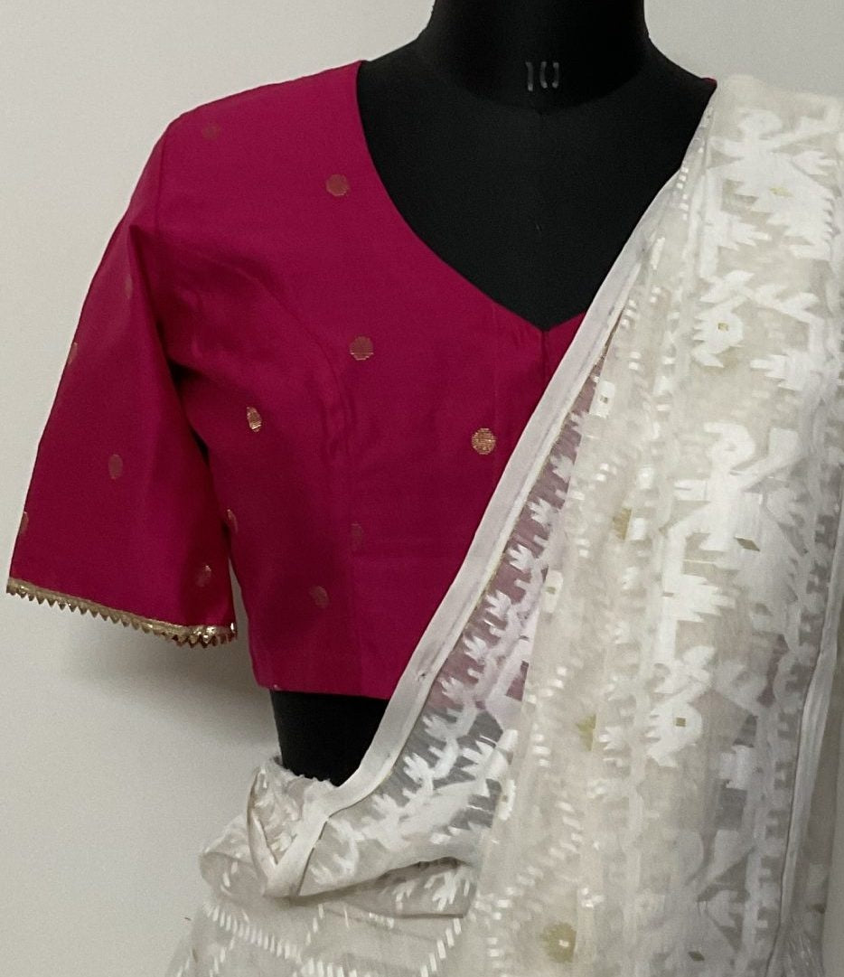 Rani Color Spun Dupion Golden Booti Readymade Blouse | Godhuli