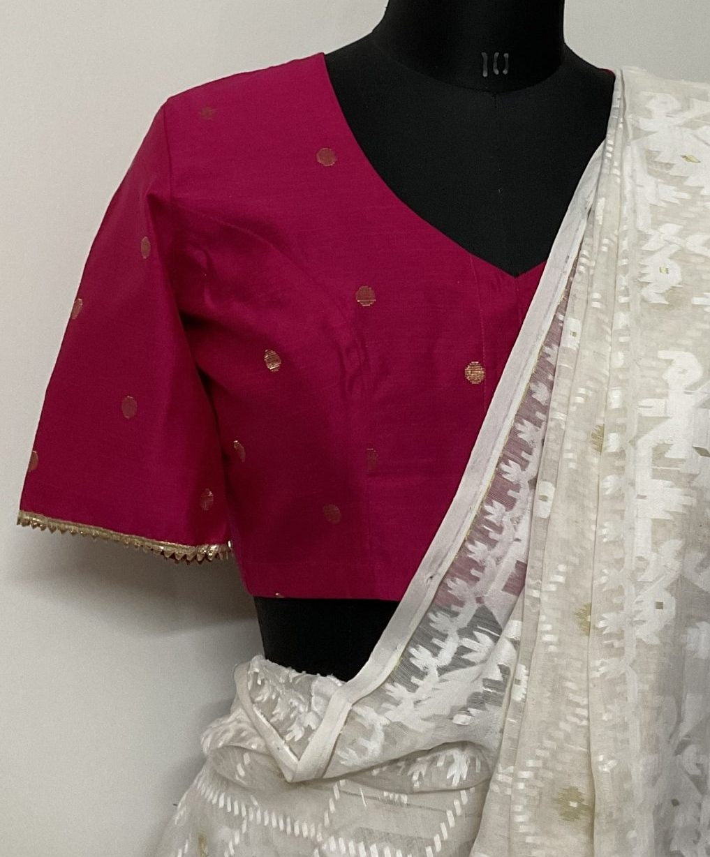 Rani Color Spun Dupion Golden Booti Readymade Blouse | Godhuli