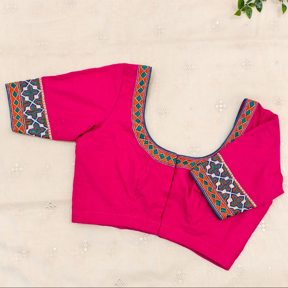 Rani Fine Machine Work Embroidery Readymade Blouse | Godhuli