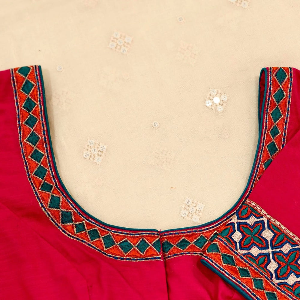 Rani Fine Machine Work Embroidery Readymade Blouse | Godhuli