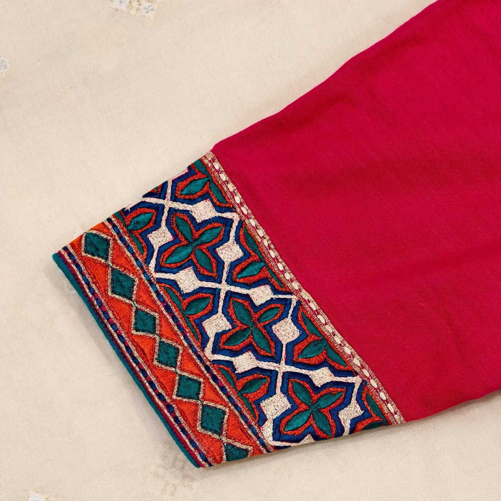 Rani Fine Machine Work Embroidery Readymade Blouse | Godhuli