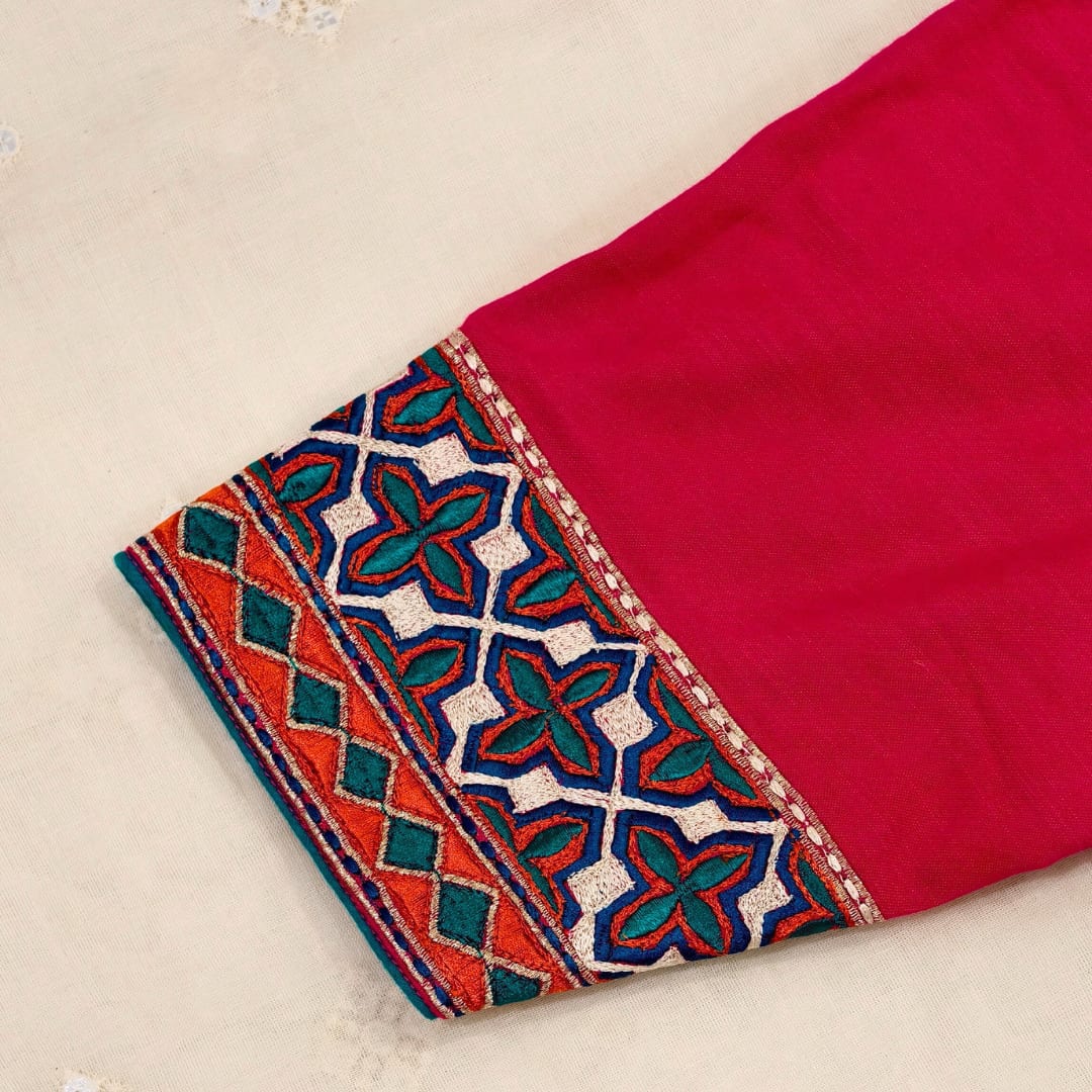 Rani Fine Machine Work Embroidery Readymade Blouse | Godhuli