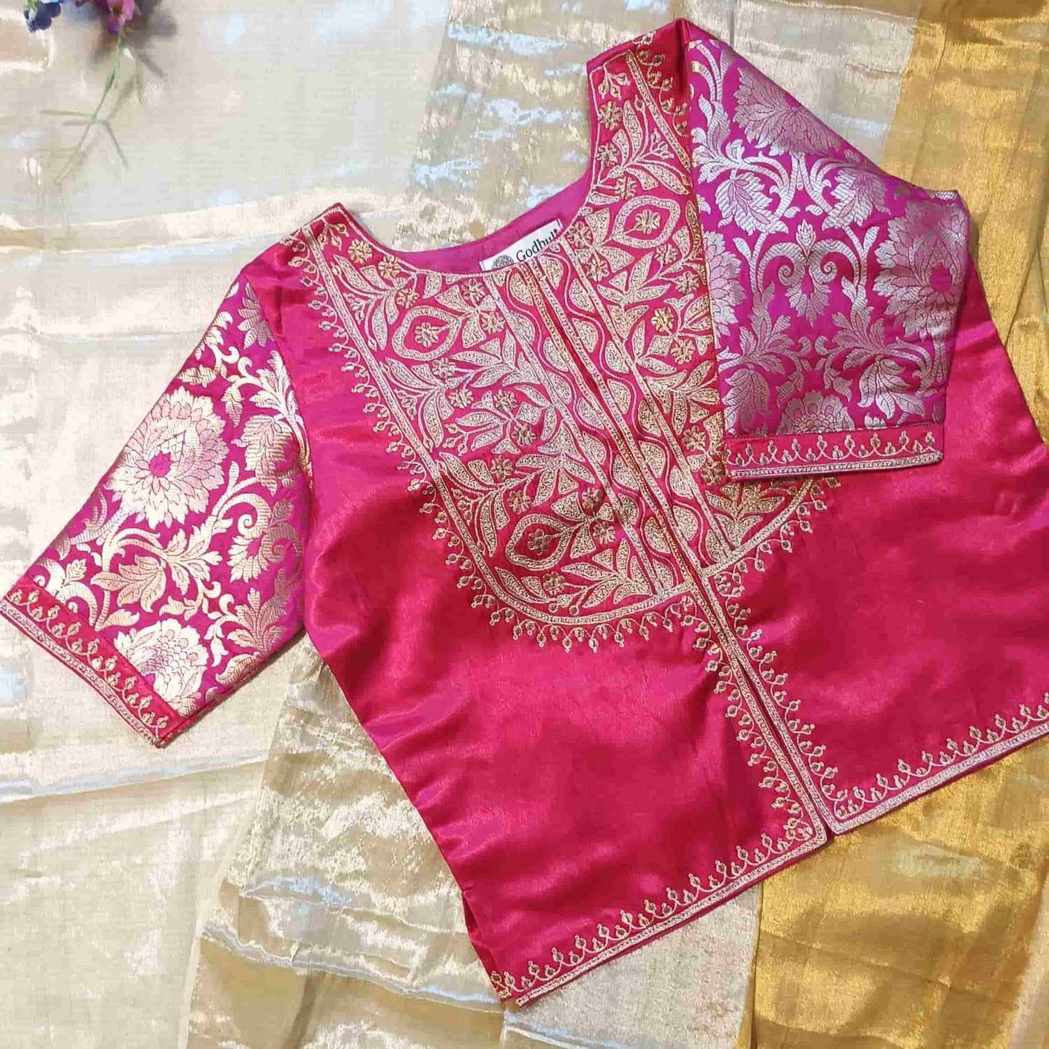 Rani Gaji Silk Aari Work Readymade Blouse | Godhuli