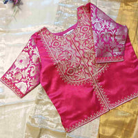 Rani Gaji Silk Aari Work Readymade Blouse | Godhuli