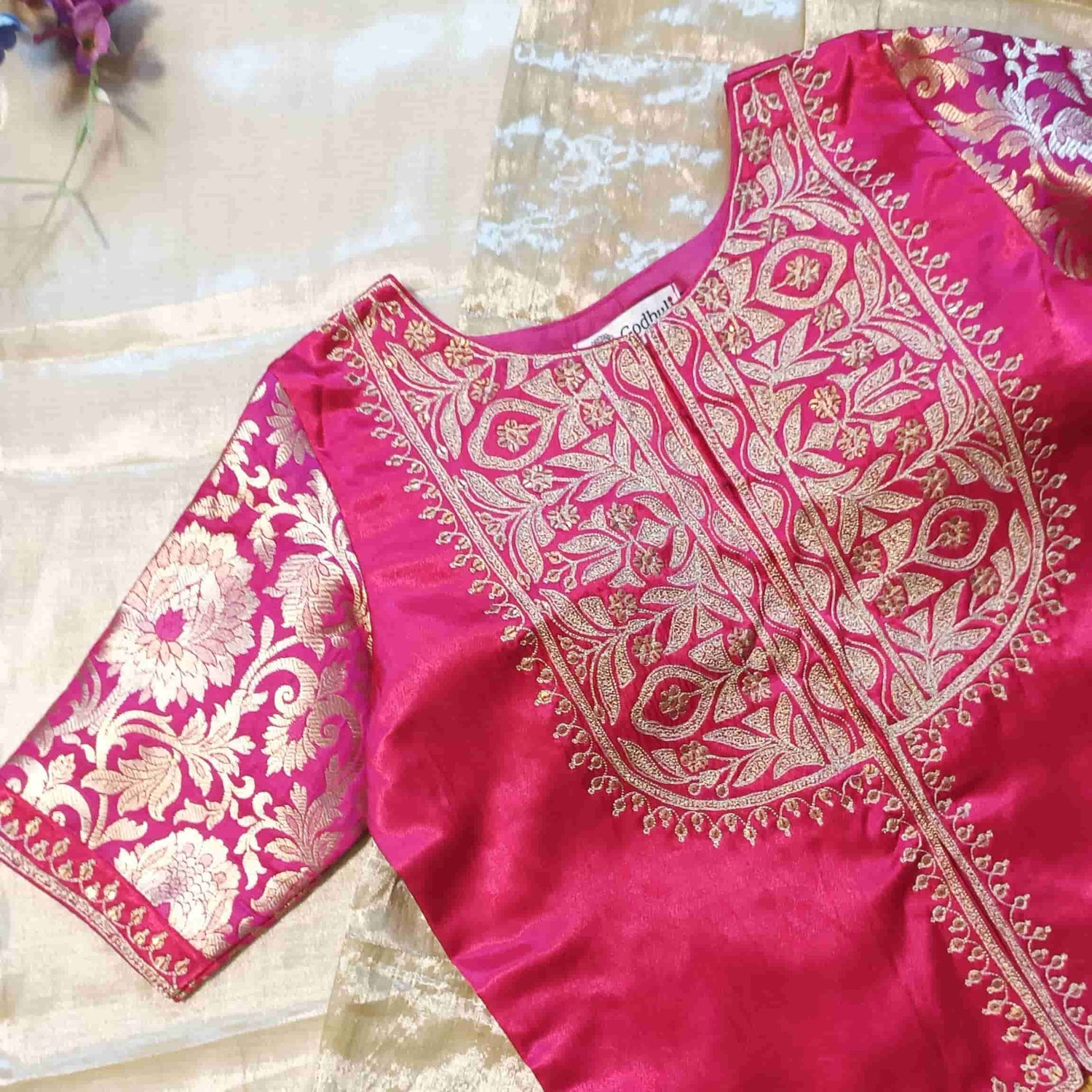 Rani Gaji Silk Aari Work Readymade Blouse | Godhuli