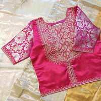 Rani Gaji Silk Aari Work Readymade Blouse | Godhuli