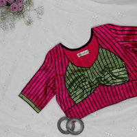Rani Green Gaji Silk Choli Pattern Readymade Blouse | Godhuli