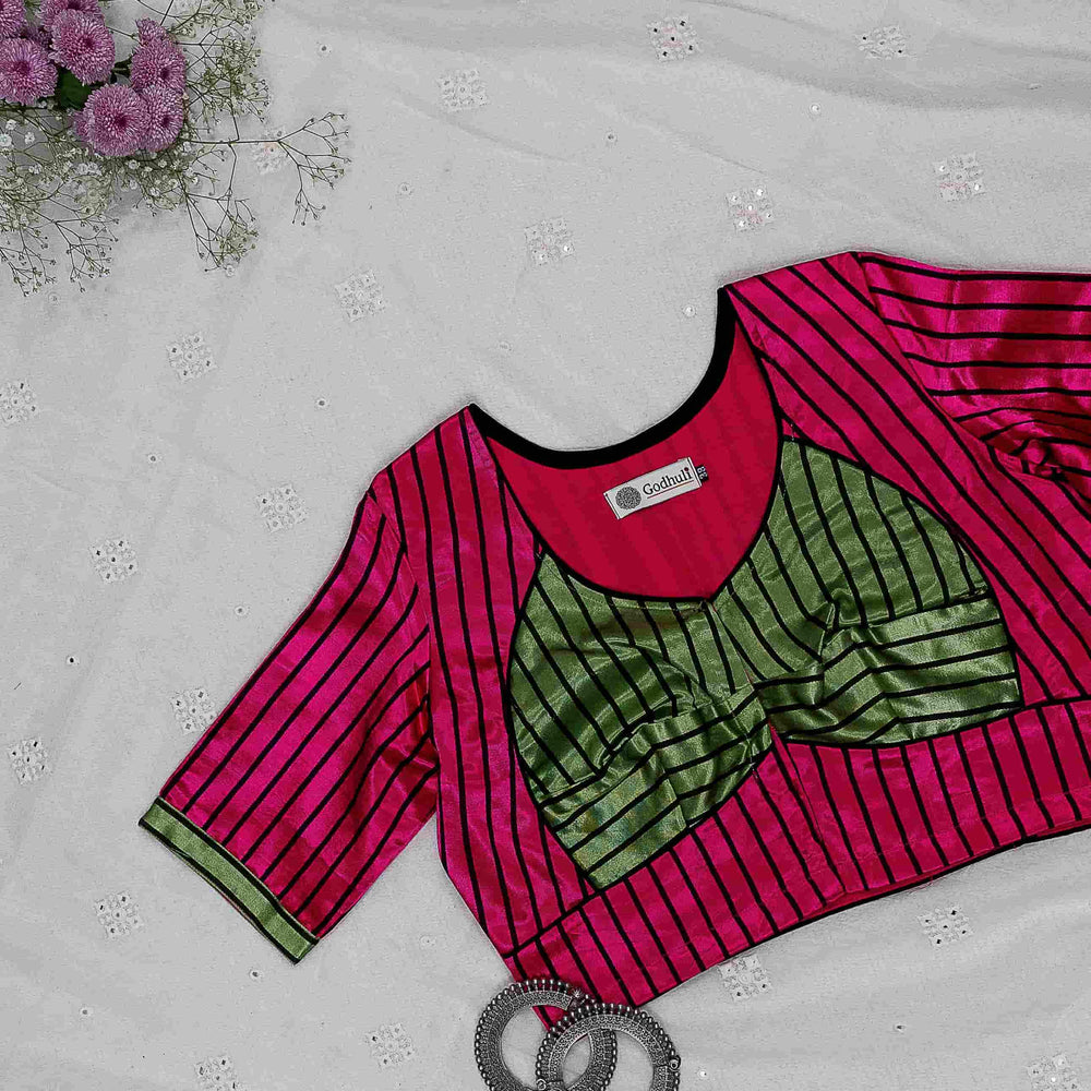Rani Green Gaji Silk Choli Pattern Readymade Blouse | Godhuli