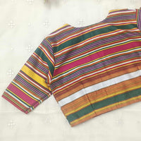 Rani Green Multicoloured Gaji Silk Readymade Blouse | Godhuli