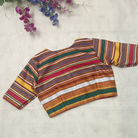 Rani Green Multicoloured Gaji Silk Readymade Blouse | Godhuli