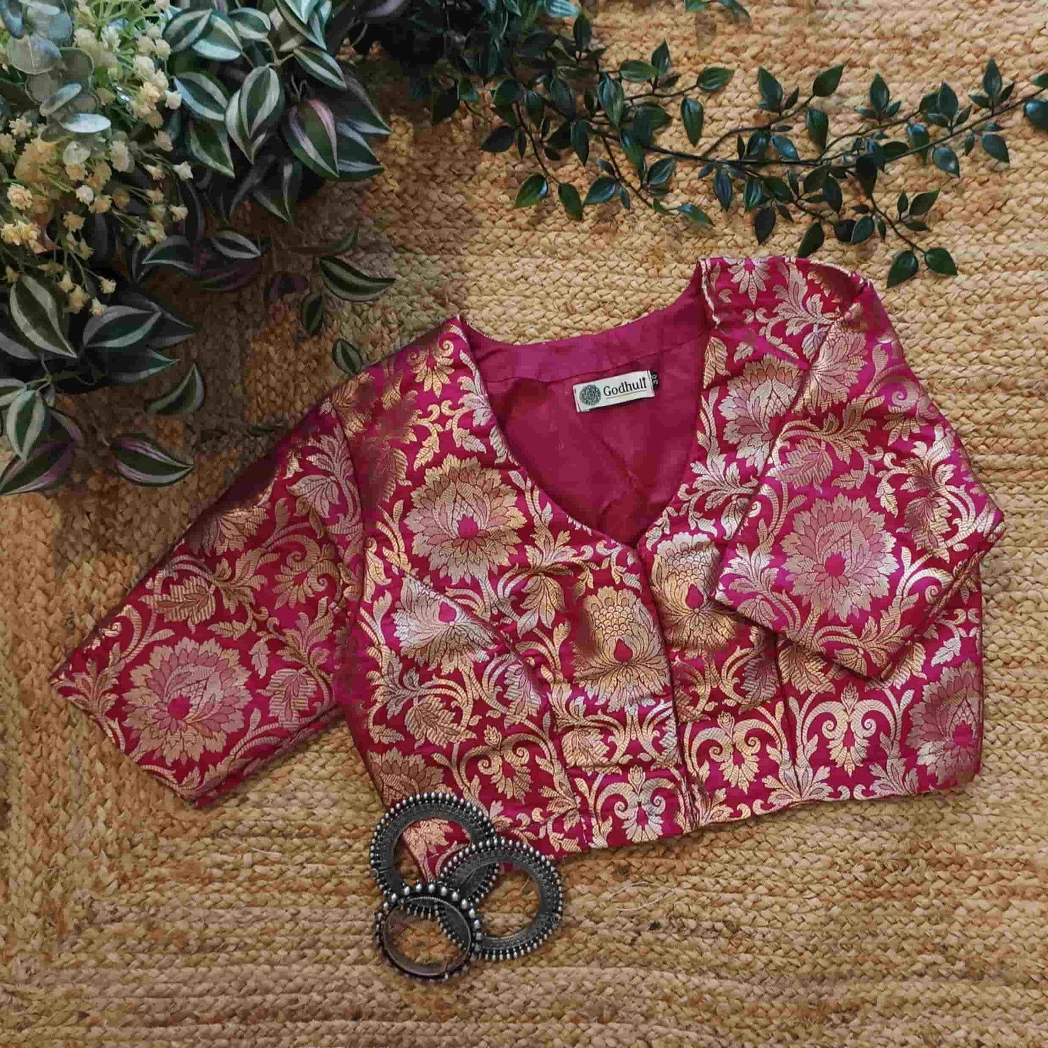 Rani Kimkhab Big Motif Banarasi Brocade Readymade Blouse | Godhuli