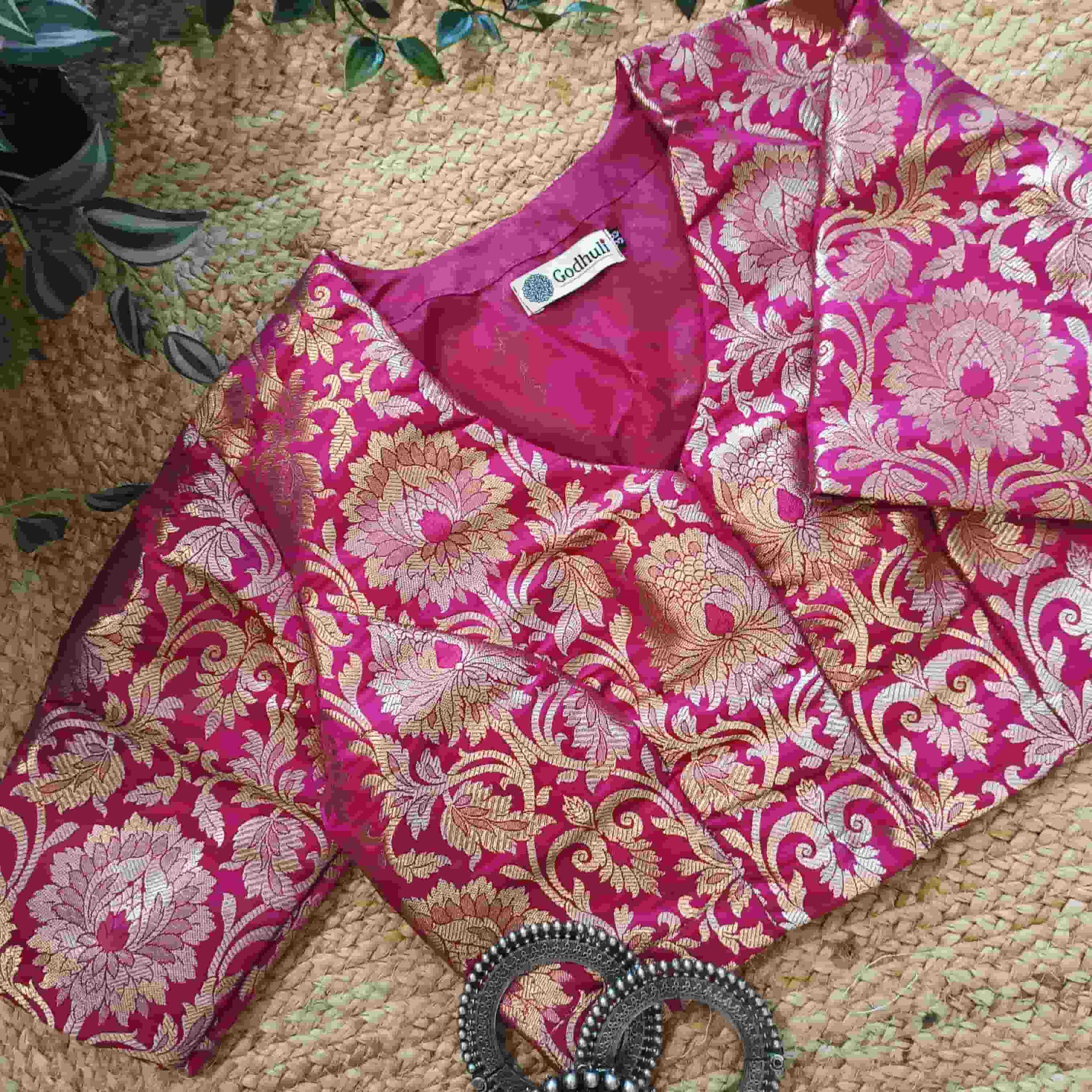 Rani Kimkhab Big Motif Banarasi Brocade Readymade Blouse | Godhuli