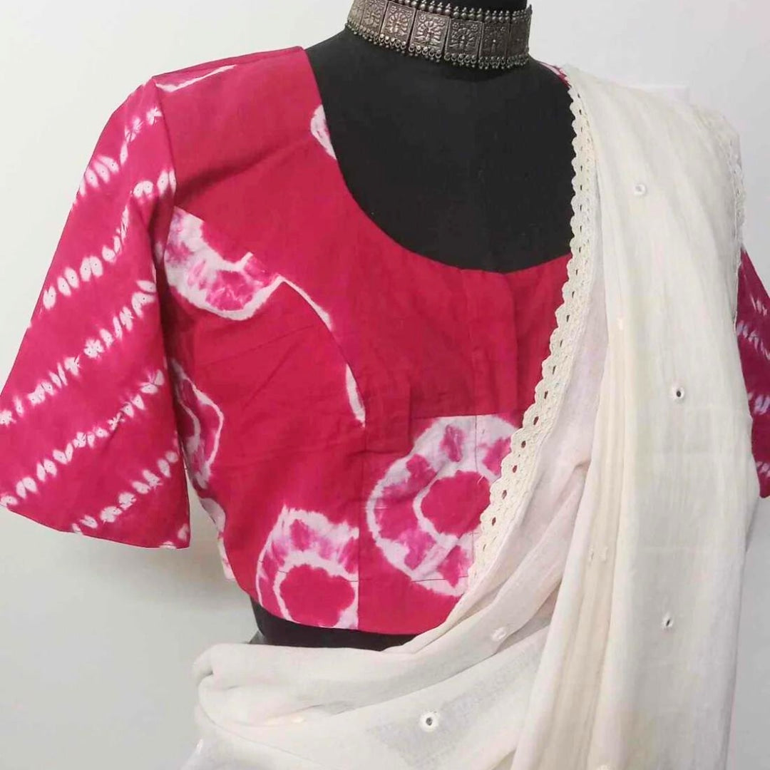 Rani Pink Shibori Readymade Blouse | Godhuli
