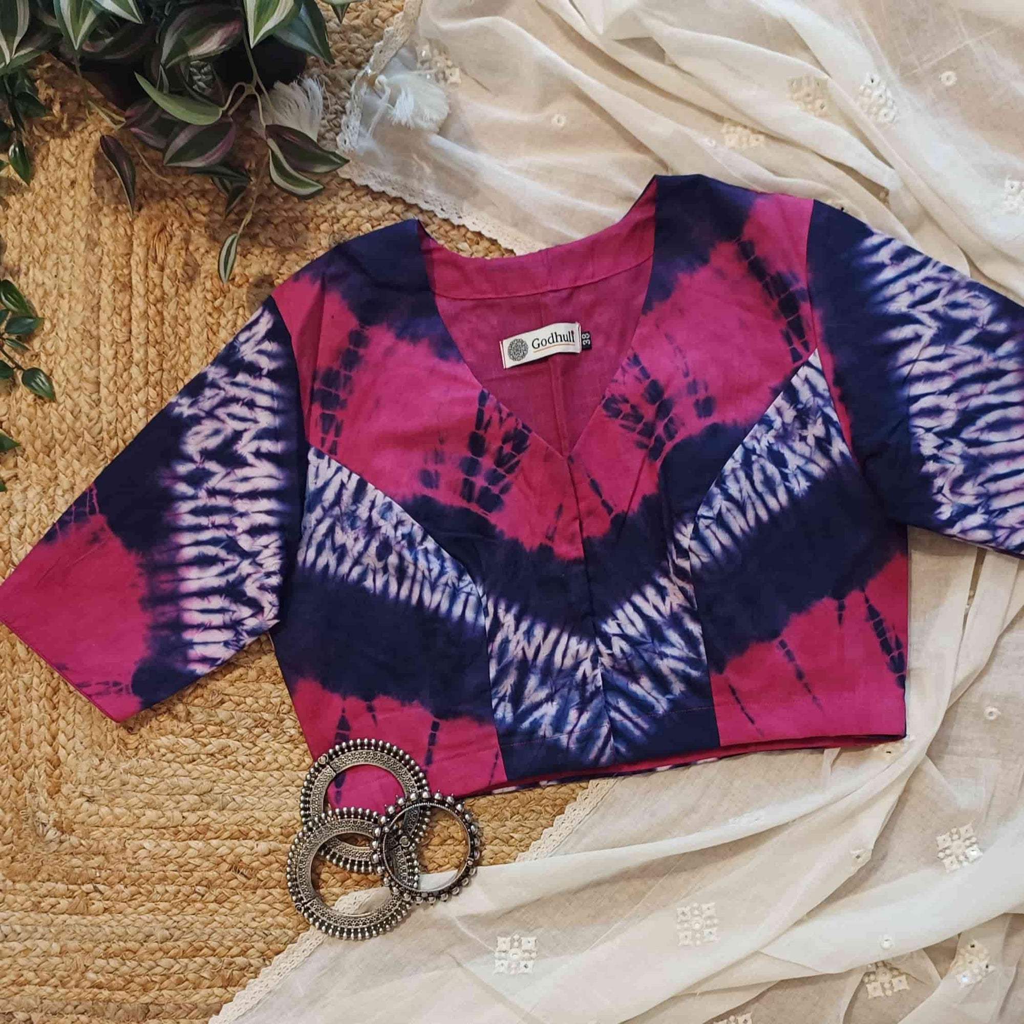 Rani Purple Shibori Readymade Blouse | Godhuli