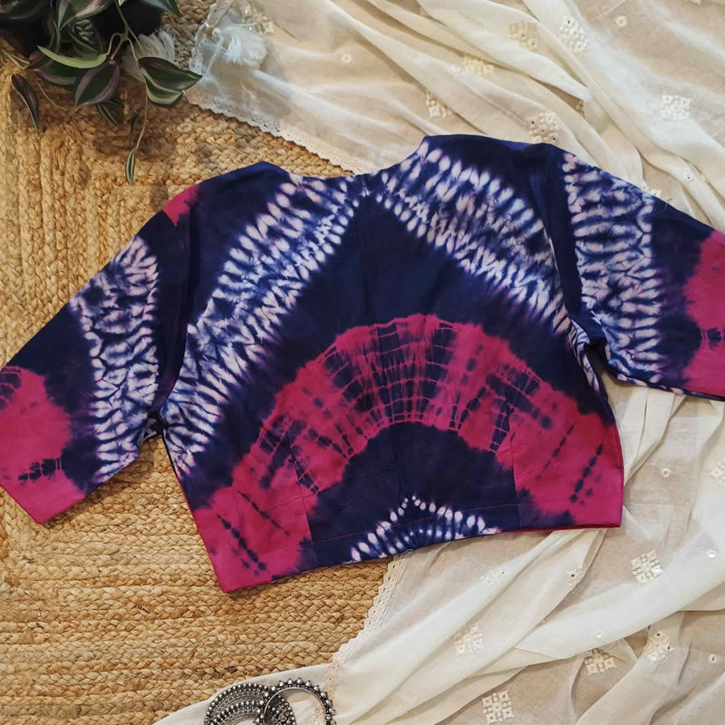 Rani Purple Shibori Readymade Blouse | Godhuli
