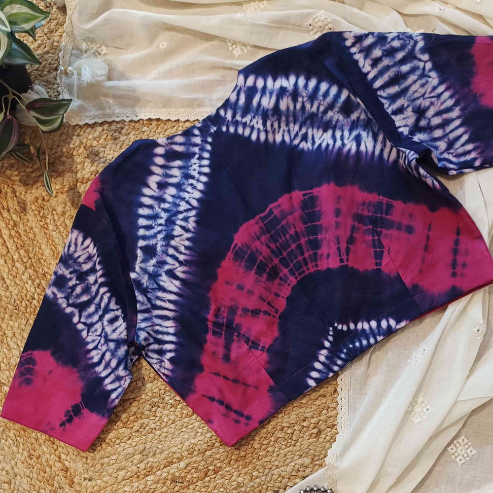 Rani Purple Shibori Readymade Blouse | Godhuli