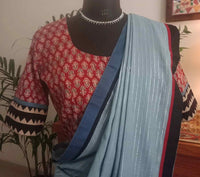 Red Ajrakh Cotton Designer Readymade Blouse | Godhuli