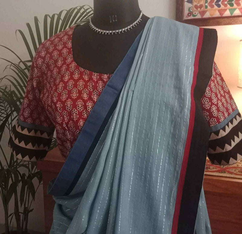 Red Ajrakh Cotton Designer Readymade Blouse | Godhuli