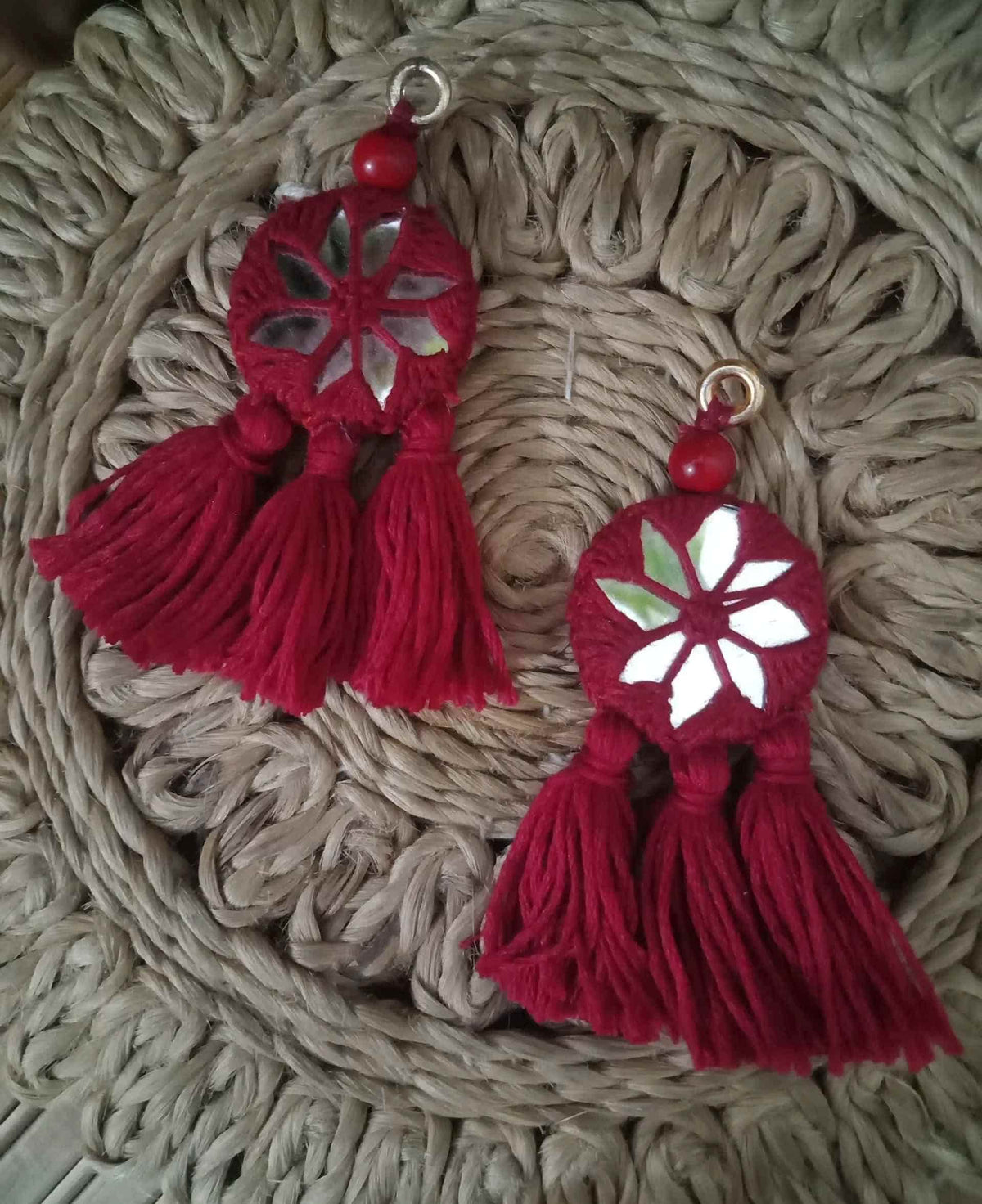 Buy Red Handmade Mirrorwork Tassels | Godhuli