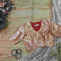 Red Banarasi Brocade Readymade Blouse | Godhuli