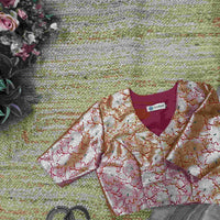 Red Banarasi Brocade Readymade Blouse | Godhuli