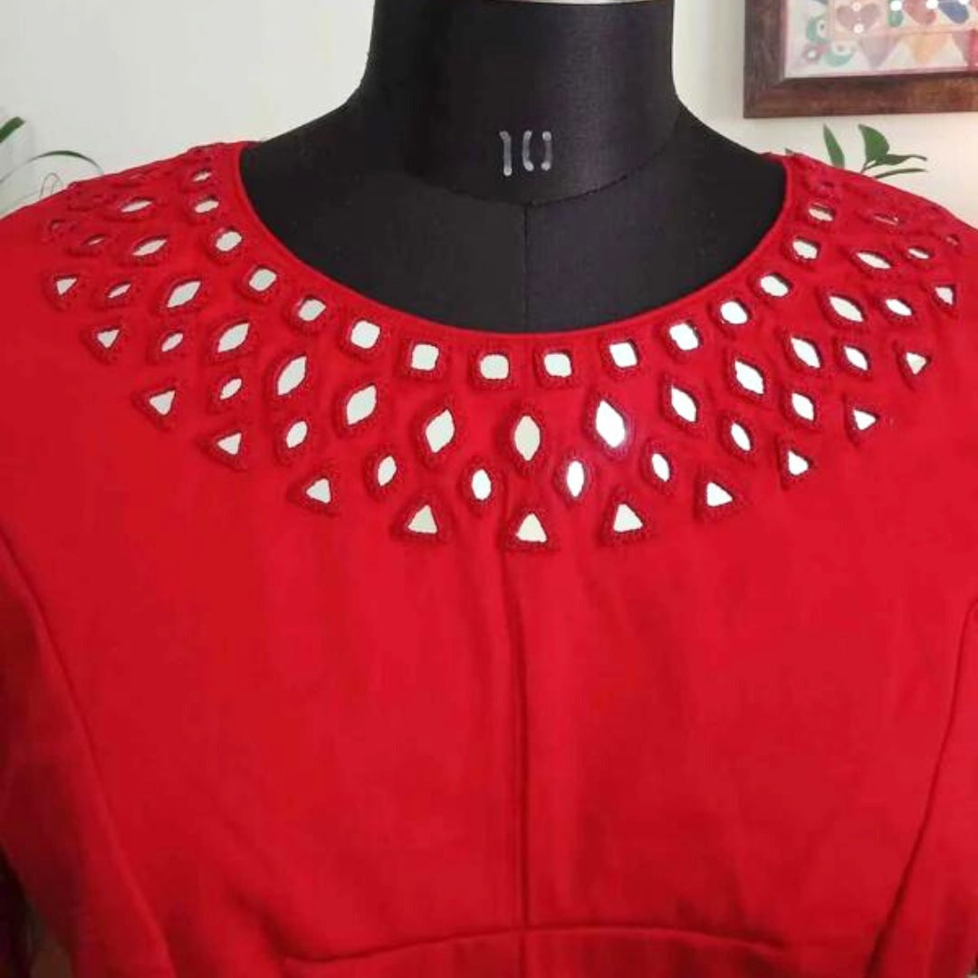 Red Mirrorwork Readymade Blouse | Godhuli