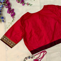 Red Narayanpet Border Readymade Blouse | Godhuli