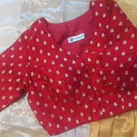 Red Zari Work Silk Readymade Blouse | Godhuli