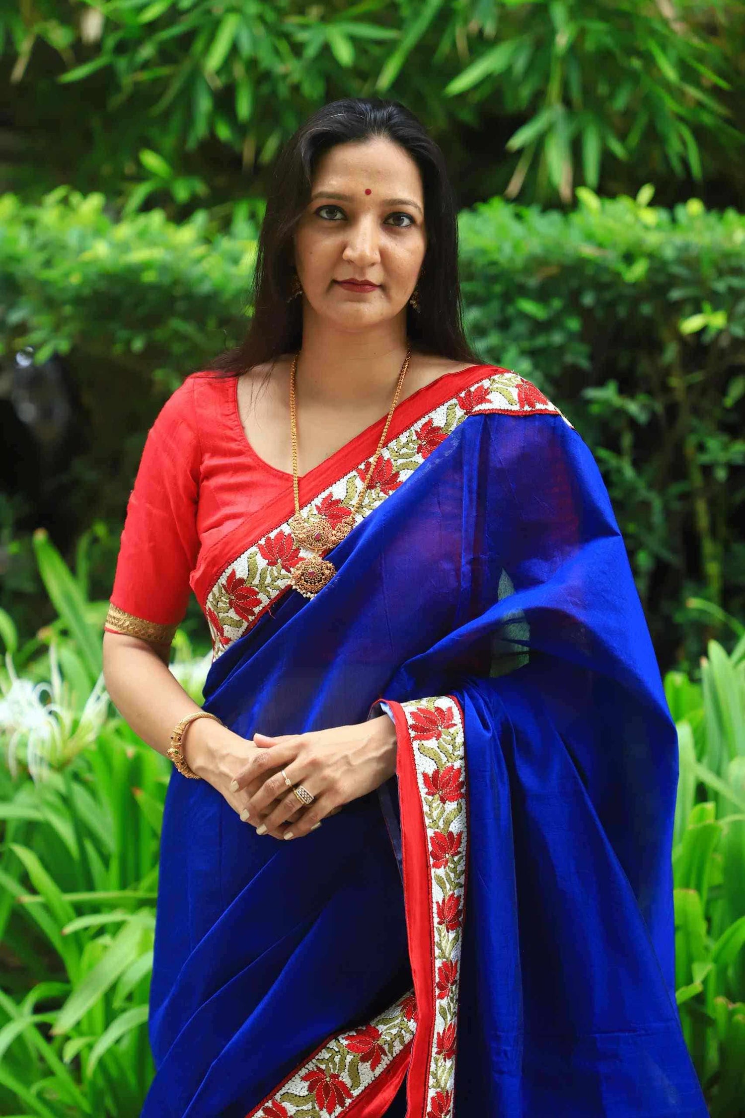 Buy Royal Blue Chanderi Saree | Godhuli