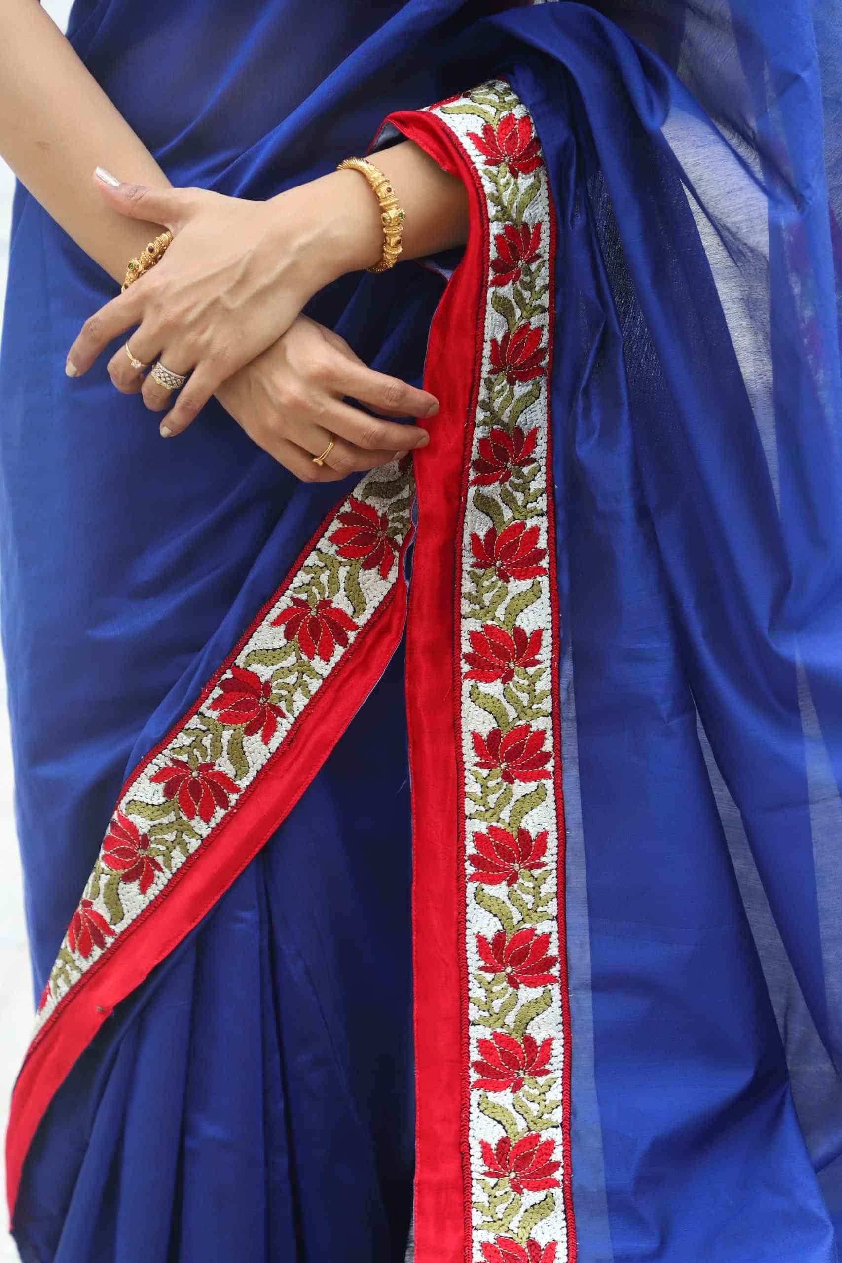 Buy Royal Blue Chanderi Saree | Godhuli