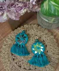 Buy Sea Green Handmade Mirrorwork Tassels | Godhuli