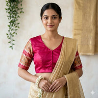 Cherry Red Patola Sleeves Readymade Blouse | Godhuli