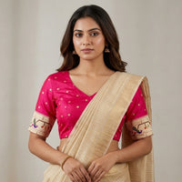 Rani Paithani Parrot Peacock Border Sleeves Readymade Blouse | Godhuli