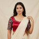 Rani Gaji Mirror work Readymade Blouse with Royal blue Kutchi Work Sleeves | Godhuli