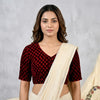 Brown Maroon Akola print Readymade Blouse With Small Motifs | Godhuli