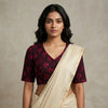 Brown Maroon Akola Print Readymade Blouse | Godhuli