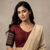 Maroon Abstract Brush Design Gamathi Readymade Blouse | Godhuli