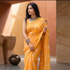 Buy Apricot Yellow Embroidered Linen Saree | Godhuli