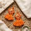 Buy Orange Handmade Mirrorwork Tassels | Godhuli