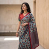 Buy Geometric Print Ajrakh Saree with Striped Pallu | Godhuli